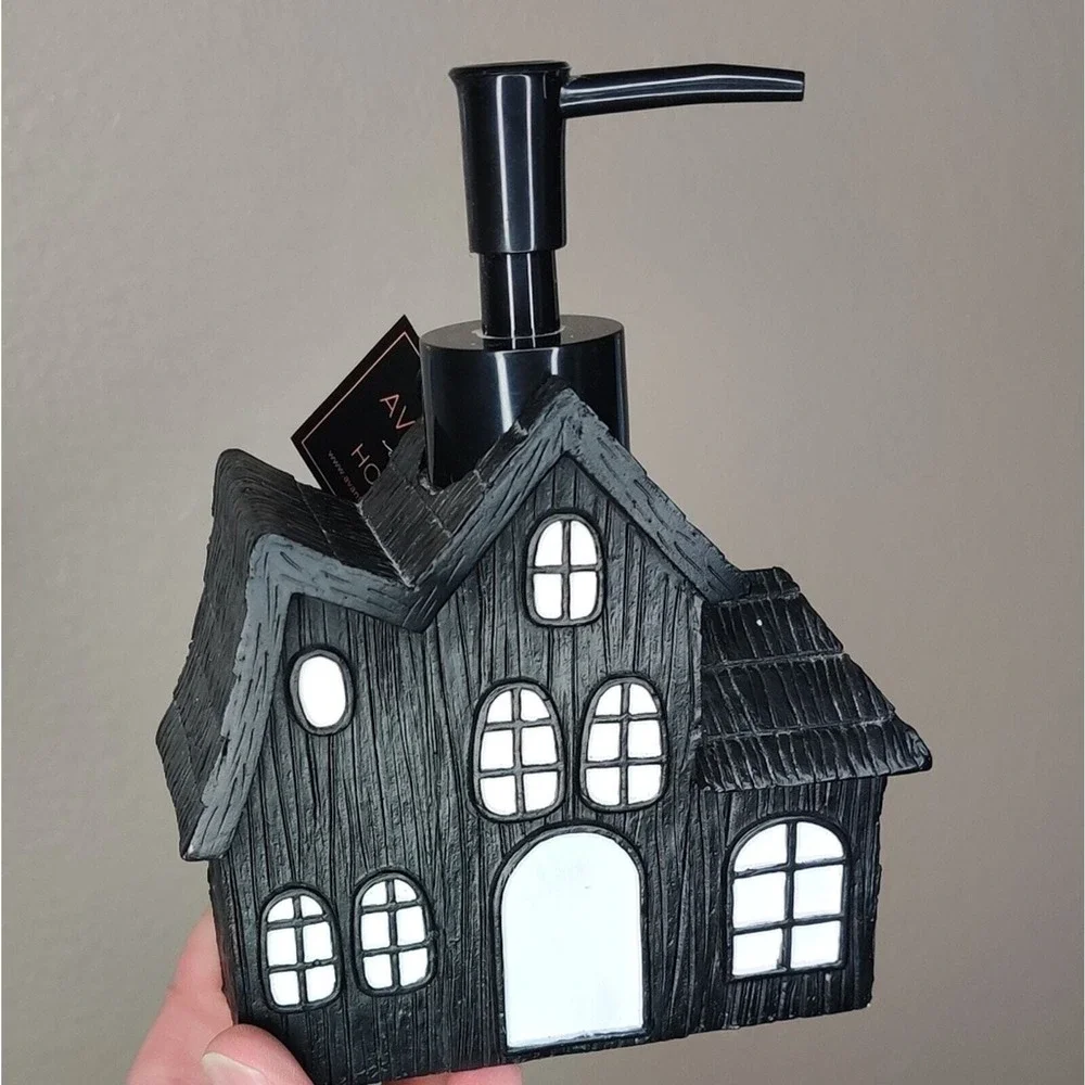 Avanti Black Spooky Haunted House Mansion Halloween‎ Soap Pump Dispenser